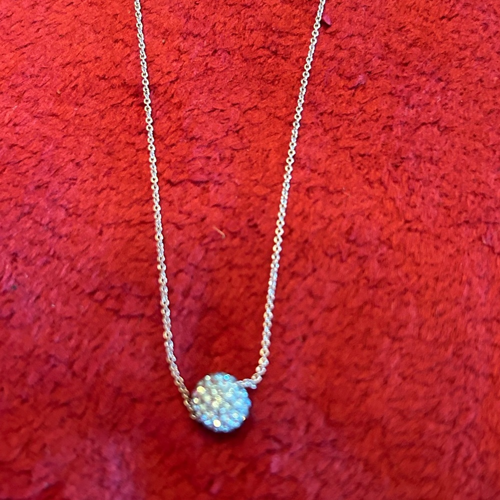 Elegant Silver Necklace with Crystal Pave Aquamarine Pendant